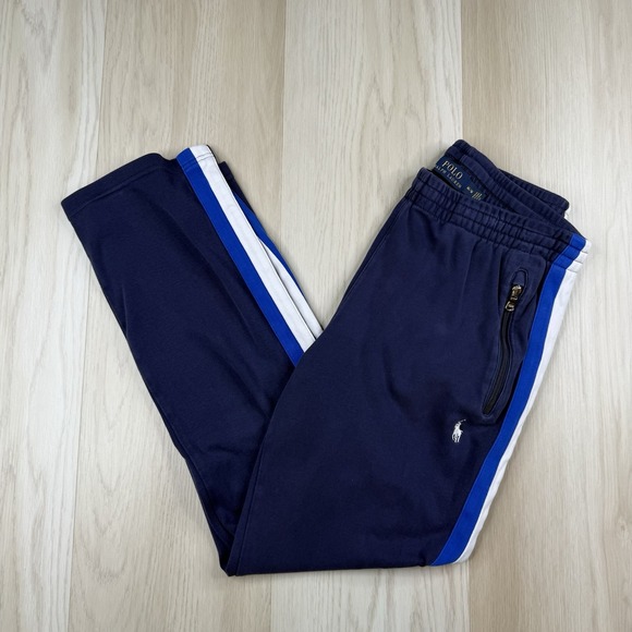 Polo Ralph Lauren Other - Polo Ralph Lauren Blue Striped Drawstring Cotton Athletic Sweat Pants Men Medium